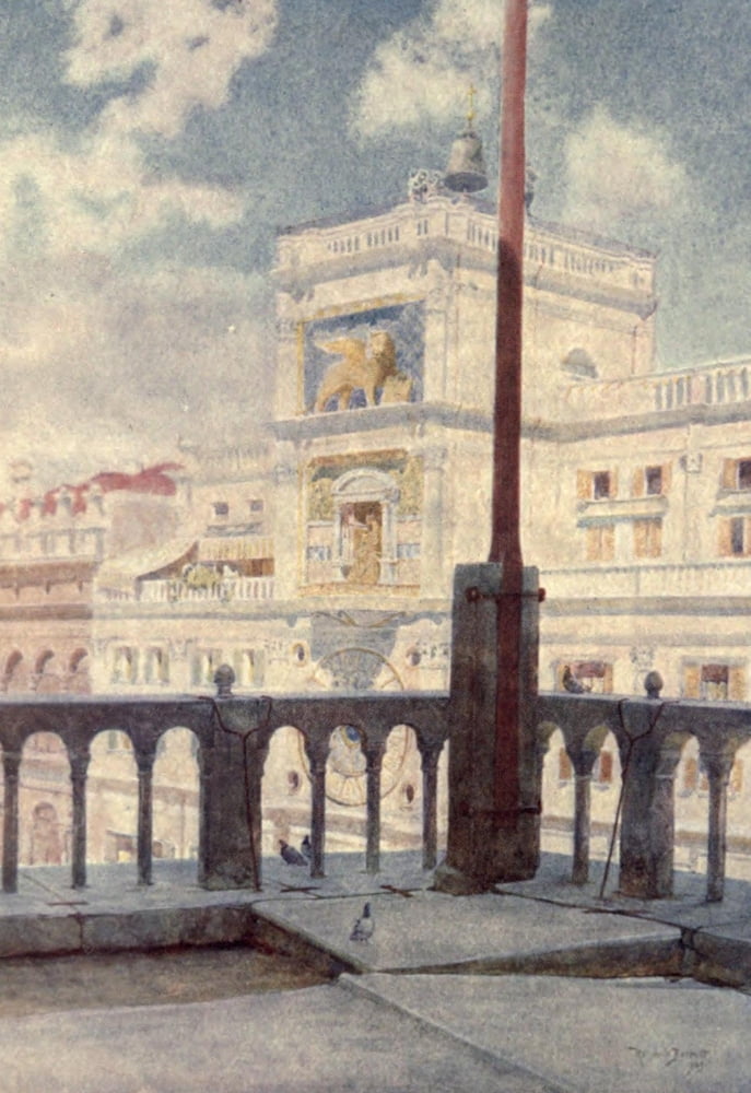 Venice 1907 The Clock Tower from Gallery of San Marco Canvas Art - Reginald Barrett (24 x 36)