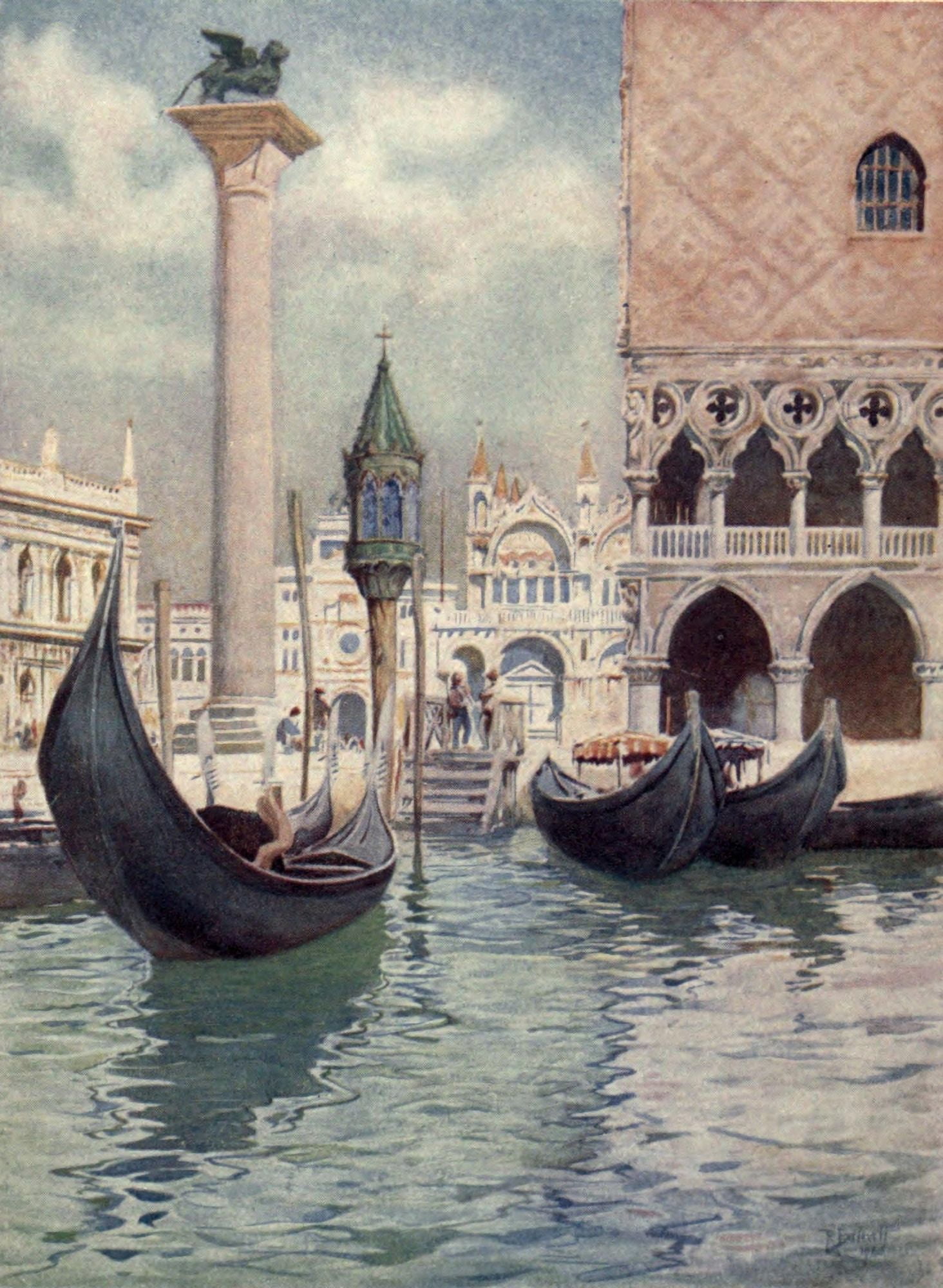 Venice 1907 The Gondoliers shrine Canvas Art - Reginald Barrett (24 x 36)