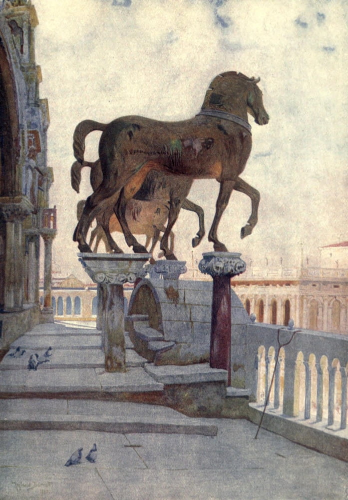 Venice 1907 The Horses of San Marco looking South Canvas Art - Reginald Barrett (18 x 24)