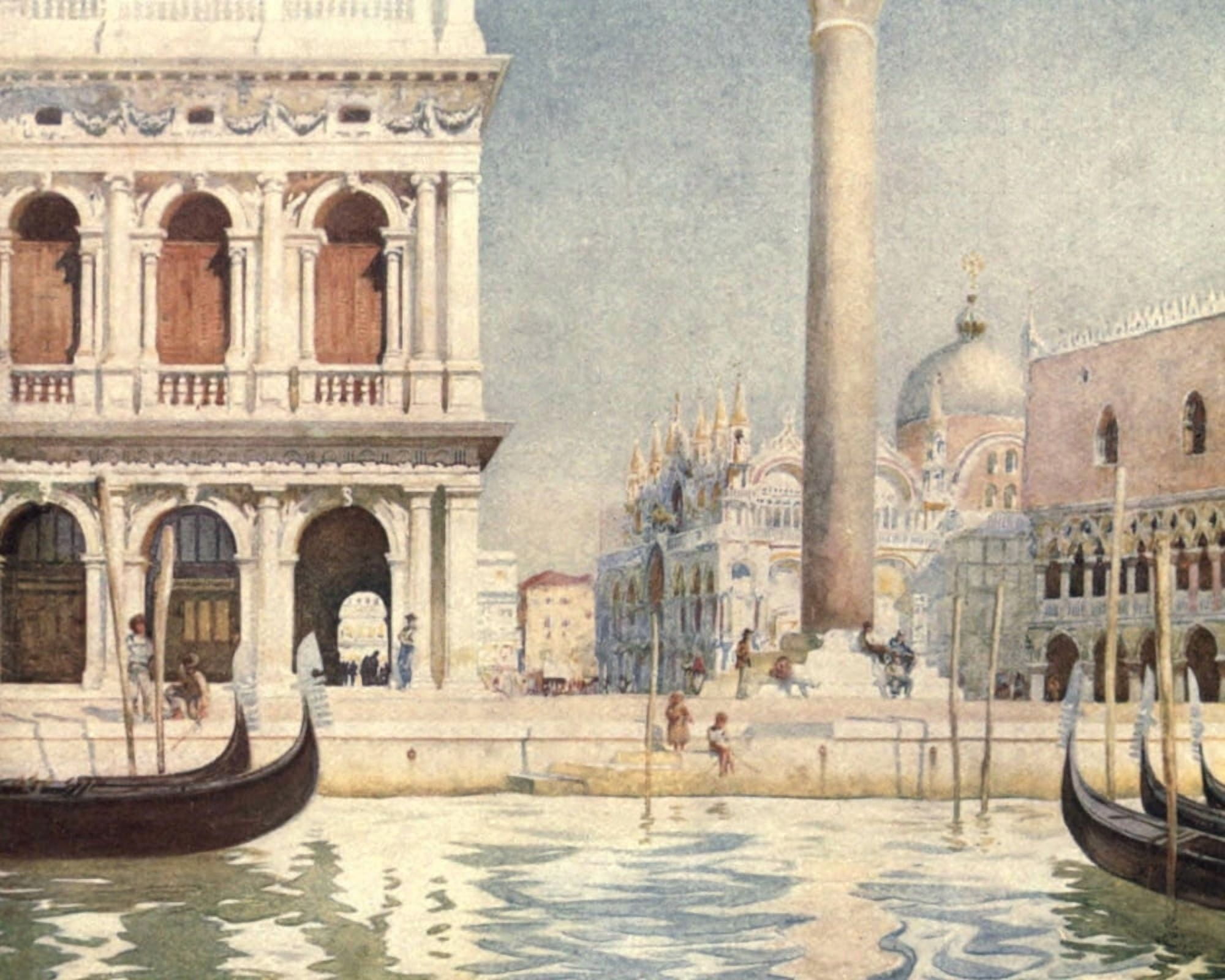 Venice 1907 The Library Piazetta Canvas Art - Reginald Barrett (24 x 36)