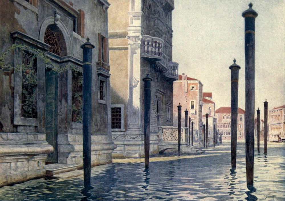 Venice 1907 View on Grand Canal Canvas Art - Reginald Barrett (24 x 36)