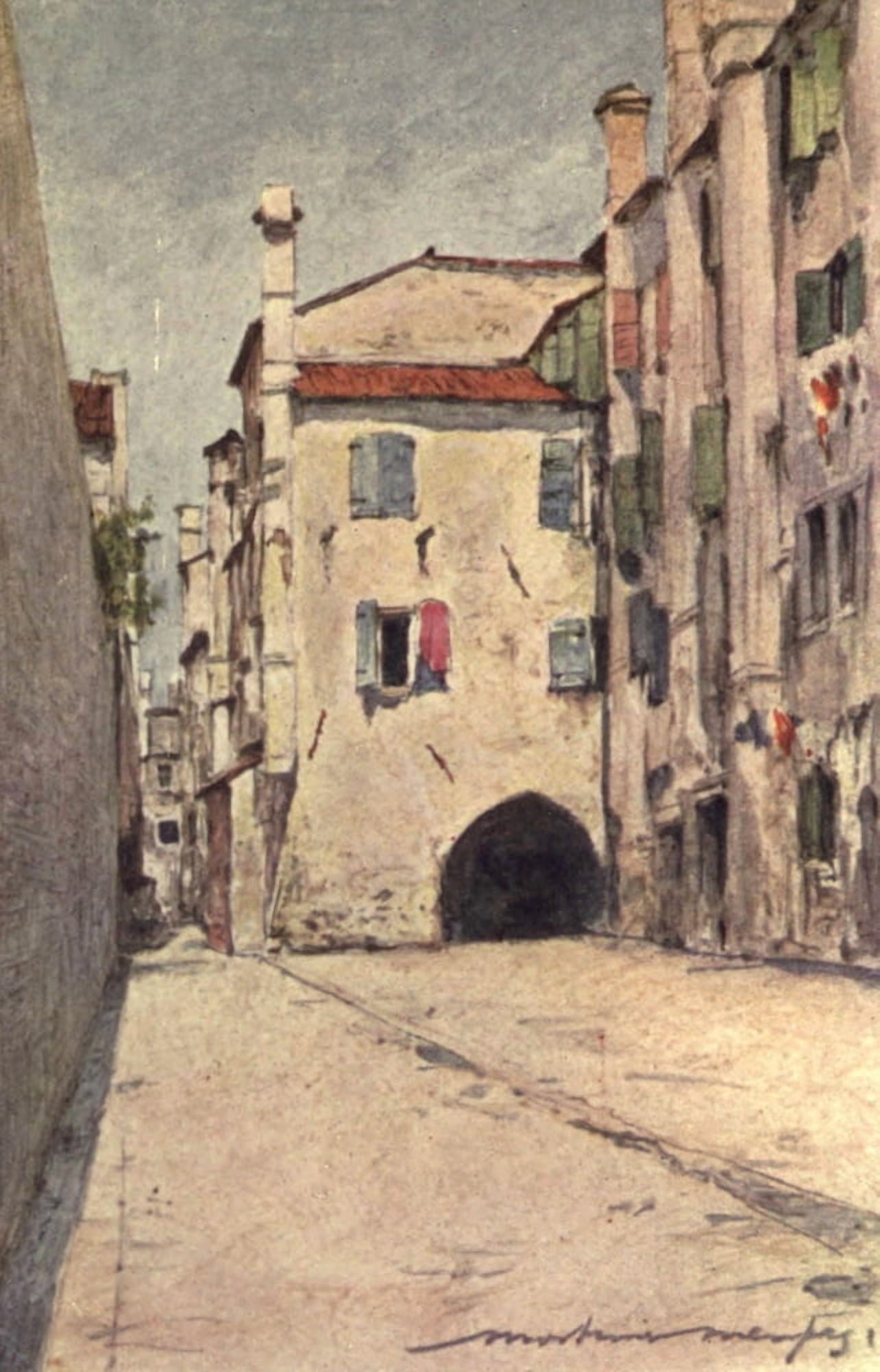 Venice 1912 A Sotto Portico Canvas Art - Mortimer Menpes (24 x 36)