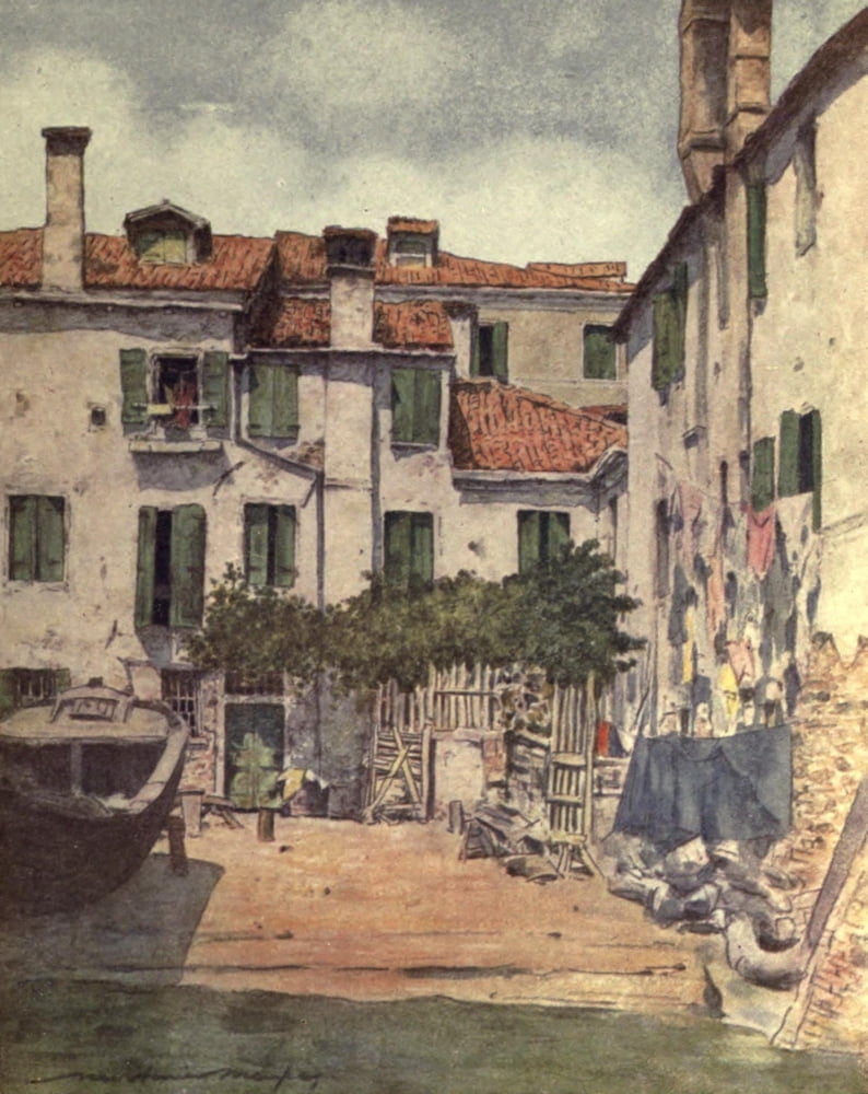 Venice 1912 A squero or boat-building yard Venice Canvas Art - Mortimer Menpes (24 x 36)