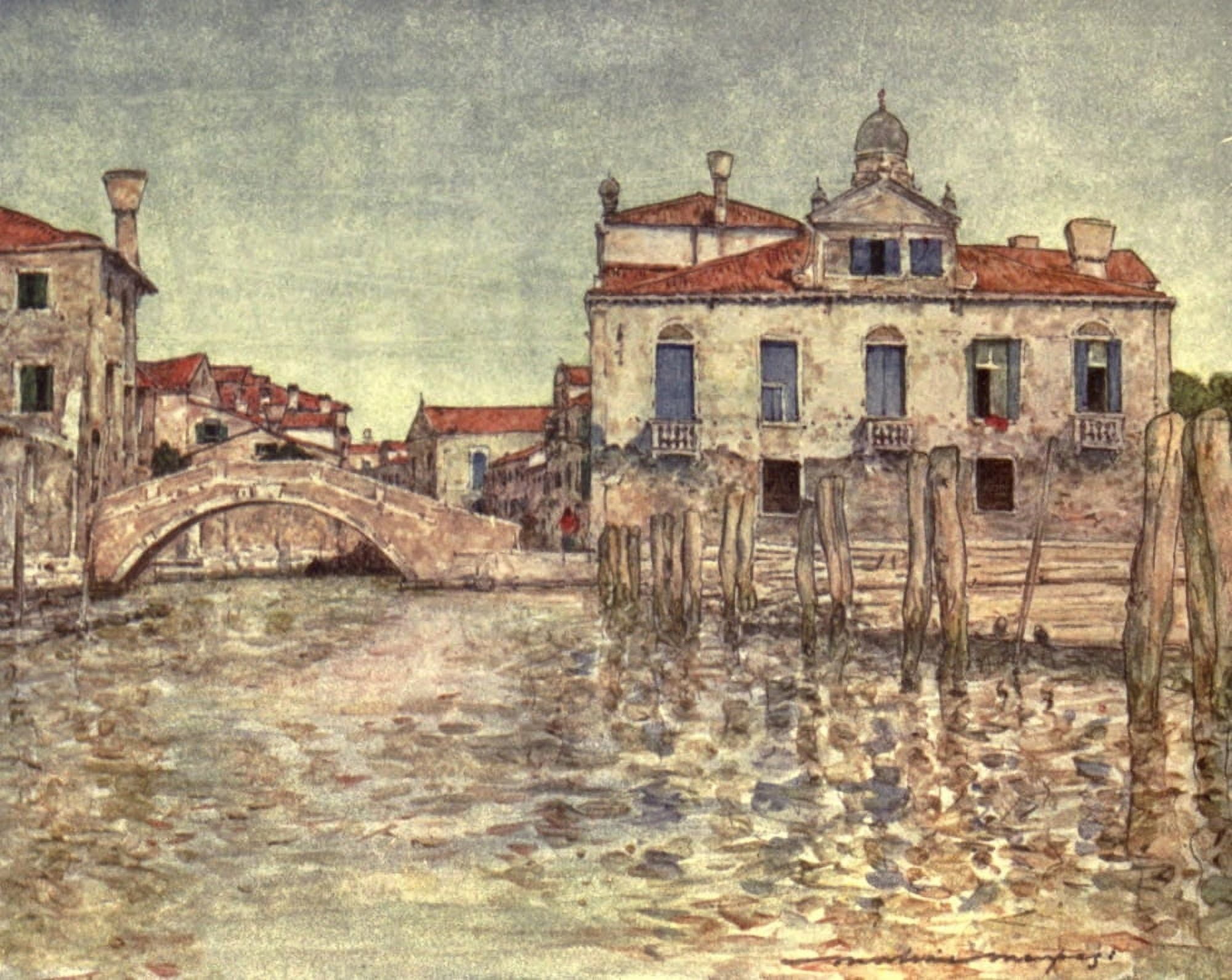 Venice 1912 By a squero or boat-building yard Canvas Art - Mortimer Menpes (24 x 36)