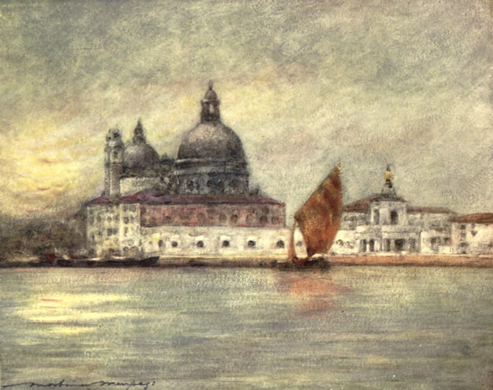 Venice 1912 Custom house & Santa Maria della Salute Canvas Art - Mortimer Menpes (18 x 24)