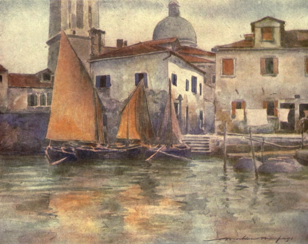 Venice 1912 Fishing boats from Chioggia Canvas Art - Mortimer Menpes (18 x 24)