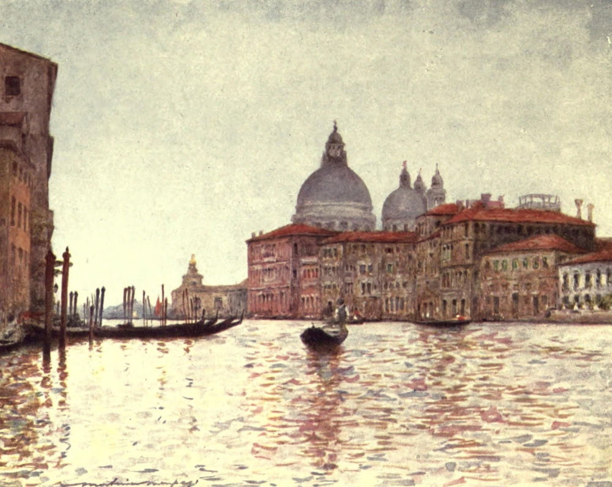 Venice 1912 Grand Canal looking towards Dogana Canvas Art - Mortimer Menpes (18 x 24)