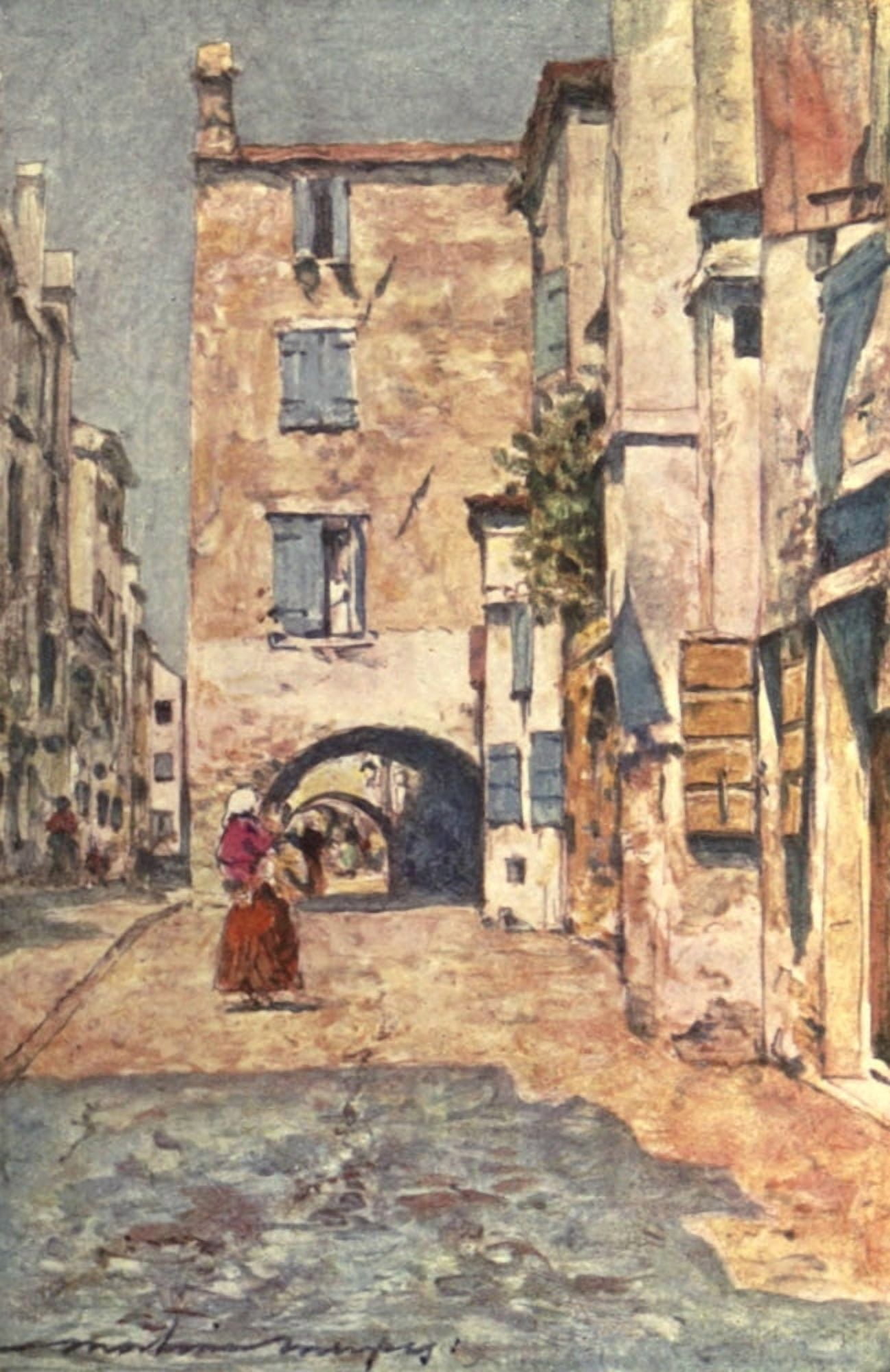 Venice 1912 In a side street Chioggia Canvas Art - Mortimer Menpes (24 x 36)