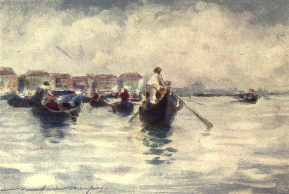 Venice 1912 Midday on the Lagoon Canvas Art - Mortimer Menpes (18 x 24)