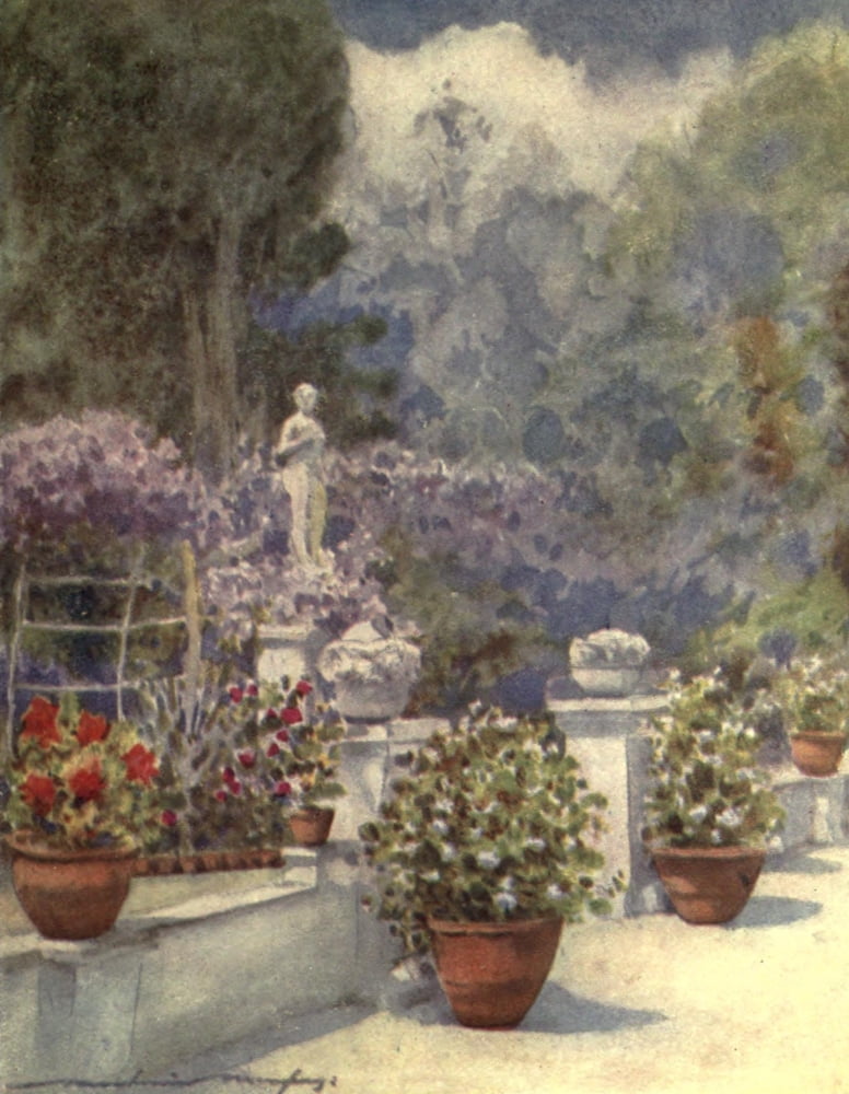 Venice 1912 Mrs Edens garden in Venice Canvas Art - Mortimer Menpes (18 x 24)