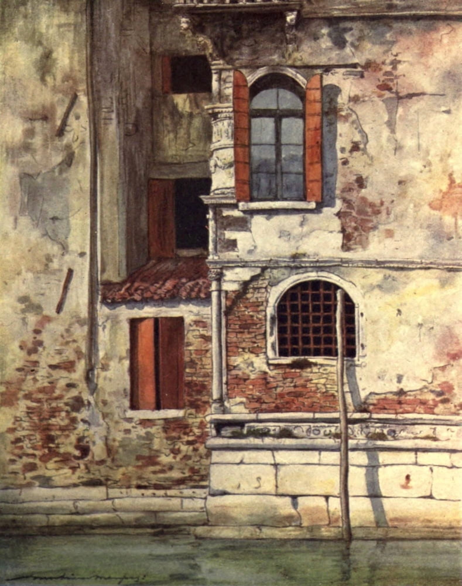 Venice 1912 Palace in a by-canal Canvas Art - Mortimer Menpes (18 x 24)