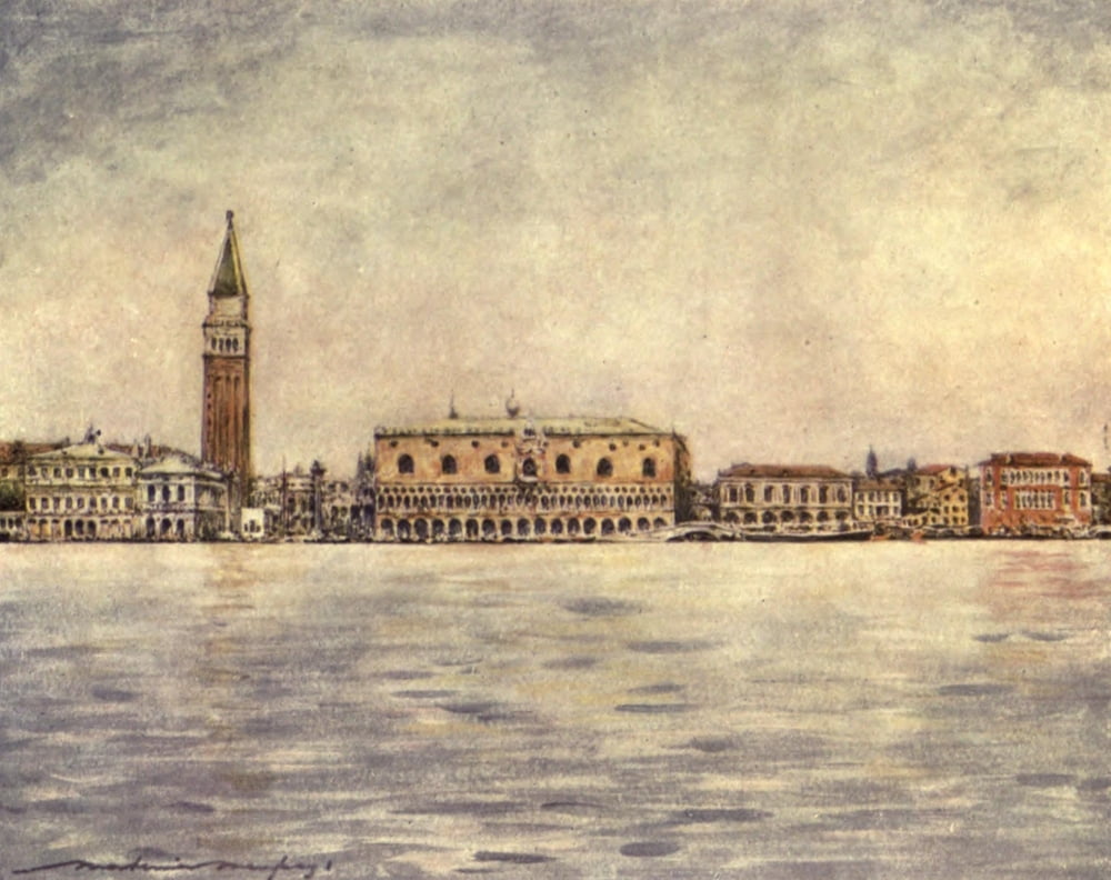 Venice 1912 Panorama from St Marks basin Canvas Art - Mortimer Menpes (24 x 36)