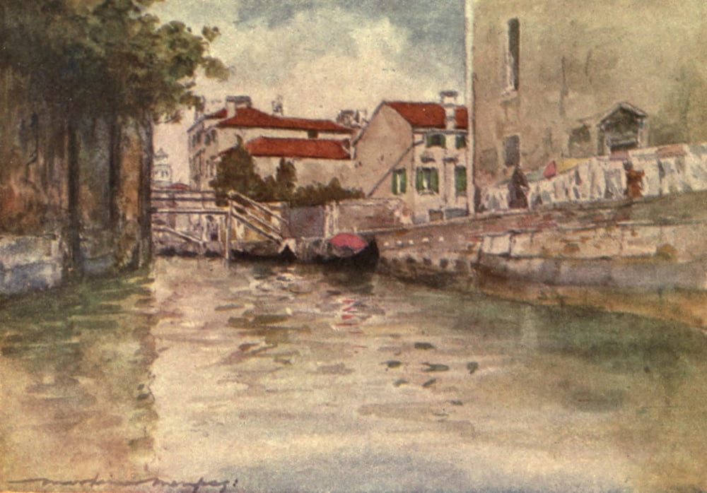 Venice 1912 Rio E Chiesa Degli Ognissante Canvas Art - Mortimer Menpes (24 x 36)