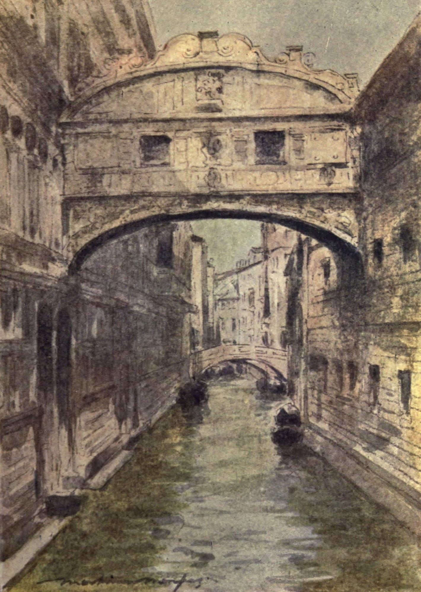 Venice 1912 The Bridge of Sighs Canvas Art - Mortimer Menpes (18 x 24)