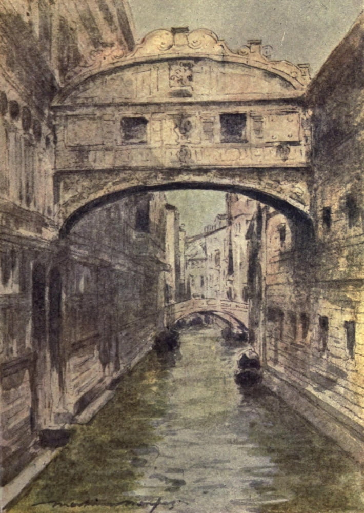 Venice 1912 The Bridge of Sighs Canvas Art - Mortimer Menpes (24 x 36)