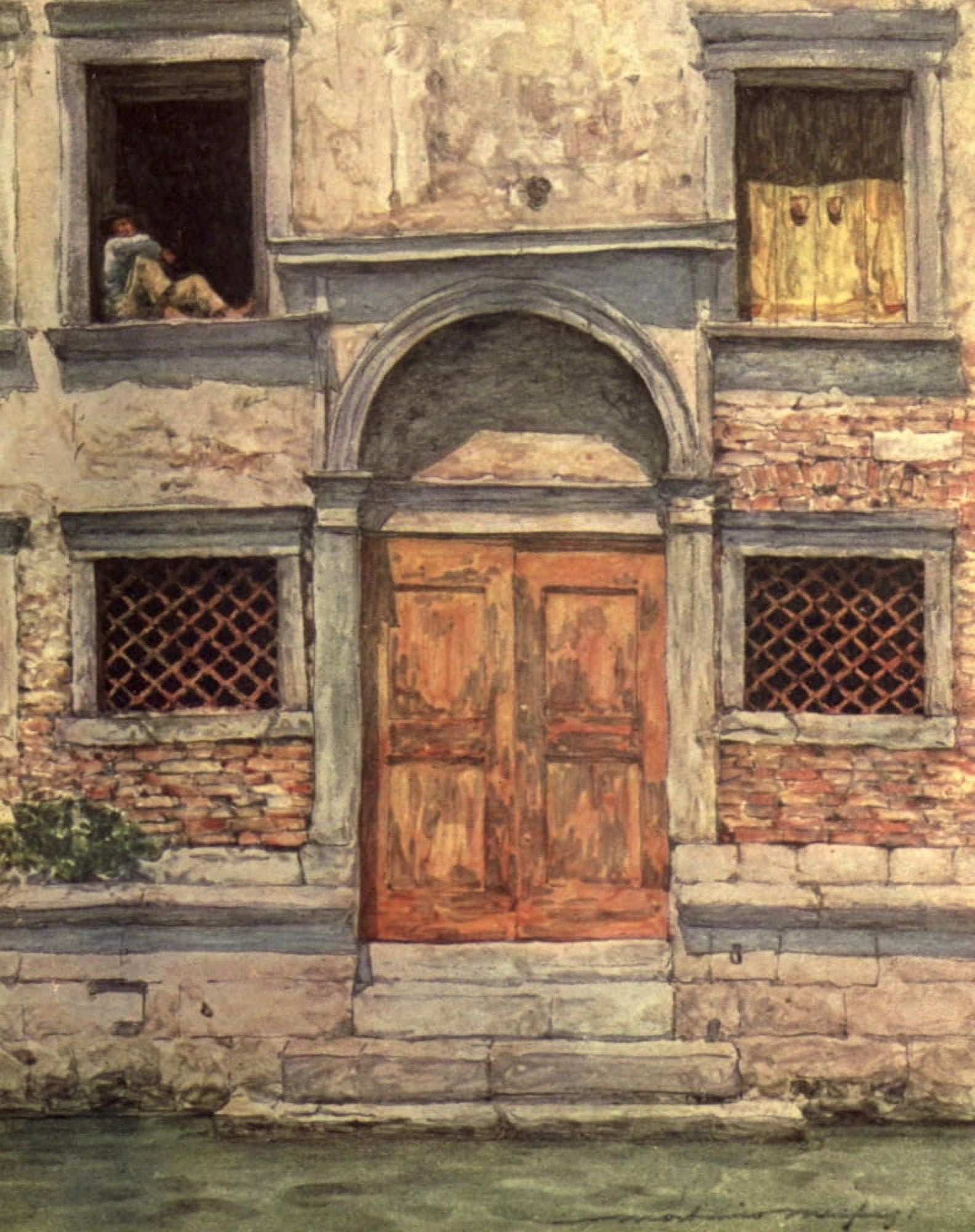 Venice 1912 The Orange Door Canvas Art - Mortimer Menpes (24 x 36)