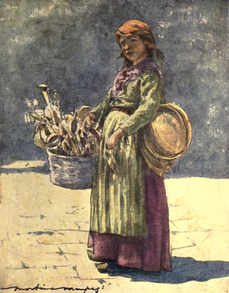 Venice 1912 Wooden spoon seller Canvas Art - Mortimer Menpes (24 x 36)
