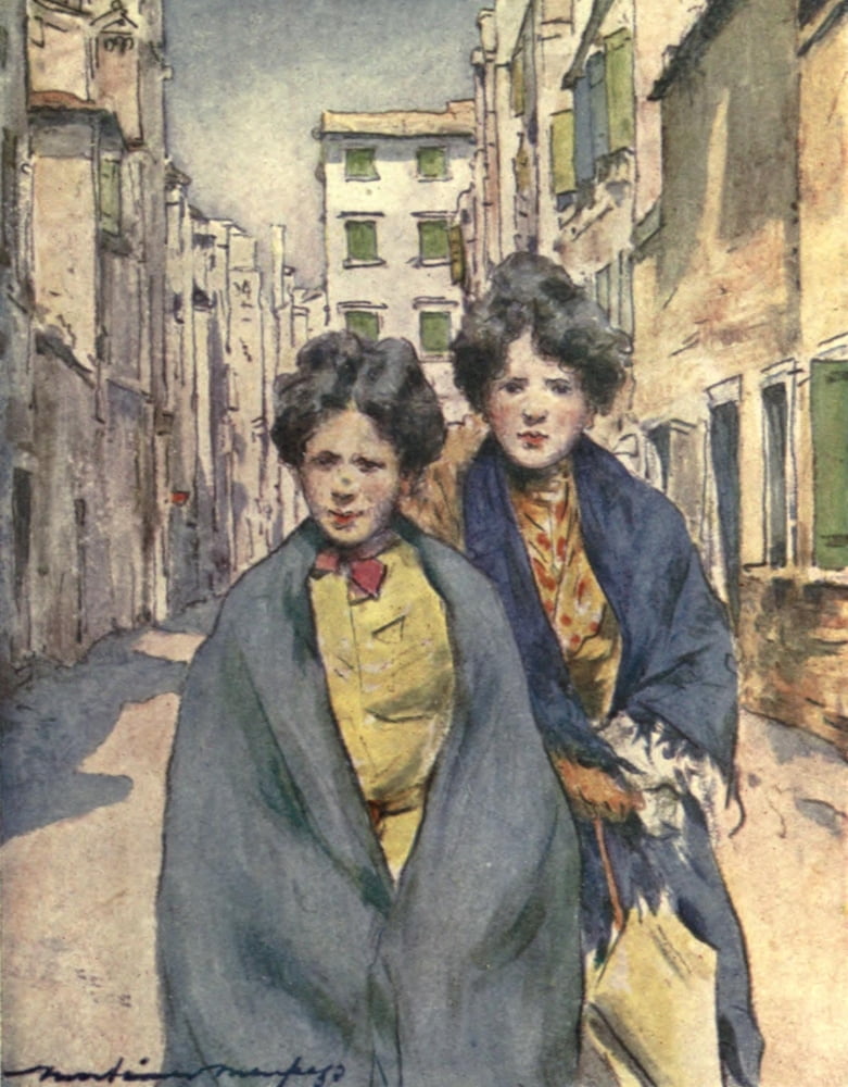 Venice 1912 Work girls Canvas Art - Mortimer Menpes (24 x 36)