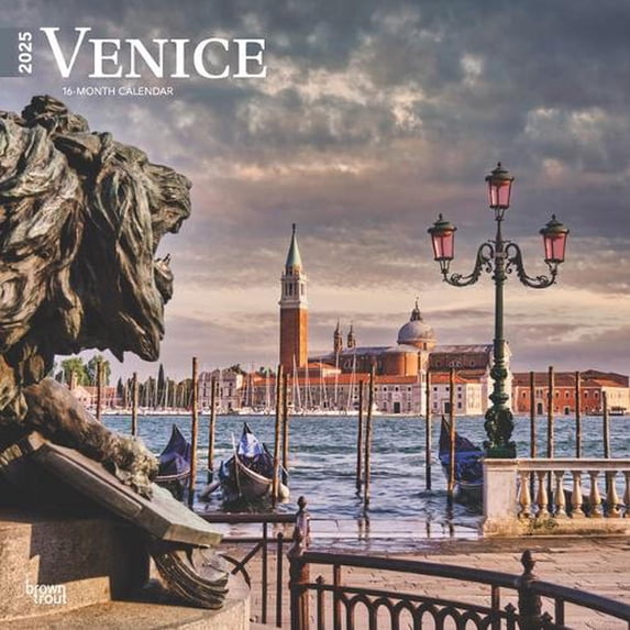 Venice 2025 12 X 24 Inch Monthly Square Wall Calendar Plastic-Free Browntrout Travel Europe Italy Gondola, (Paperback)