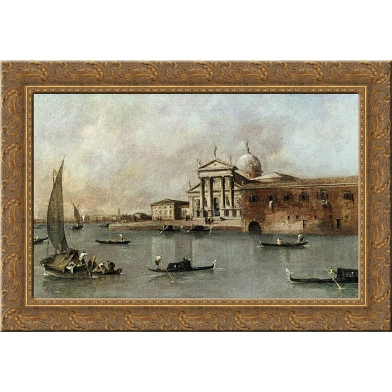Venice A View of the Church of San Giorgio Maggiore Seen from the Giudecca 24x18 Gold Ornate Wood Framed Canvas Art by Francesco Guardi