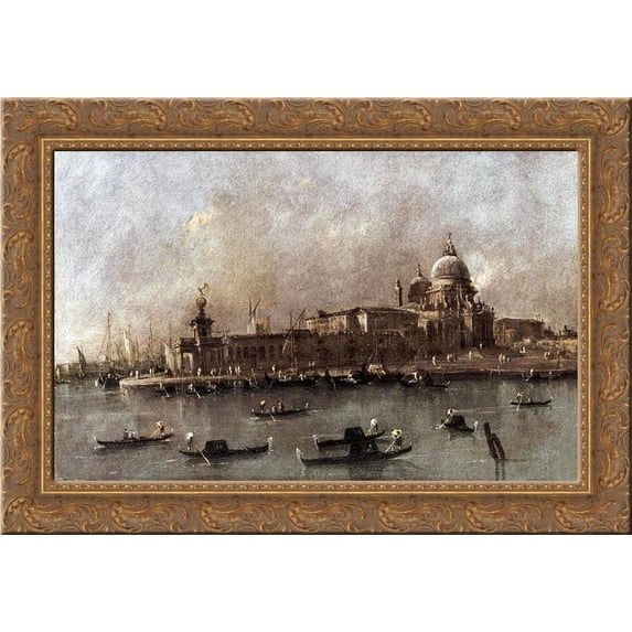 Venice A View of the Entrance to the Grand Canal 24x18 Gold Ornate Wood Framed Canvas Art by Francesco Guardi