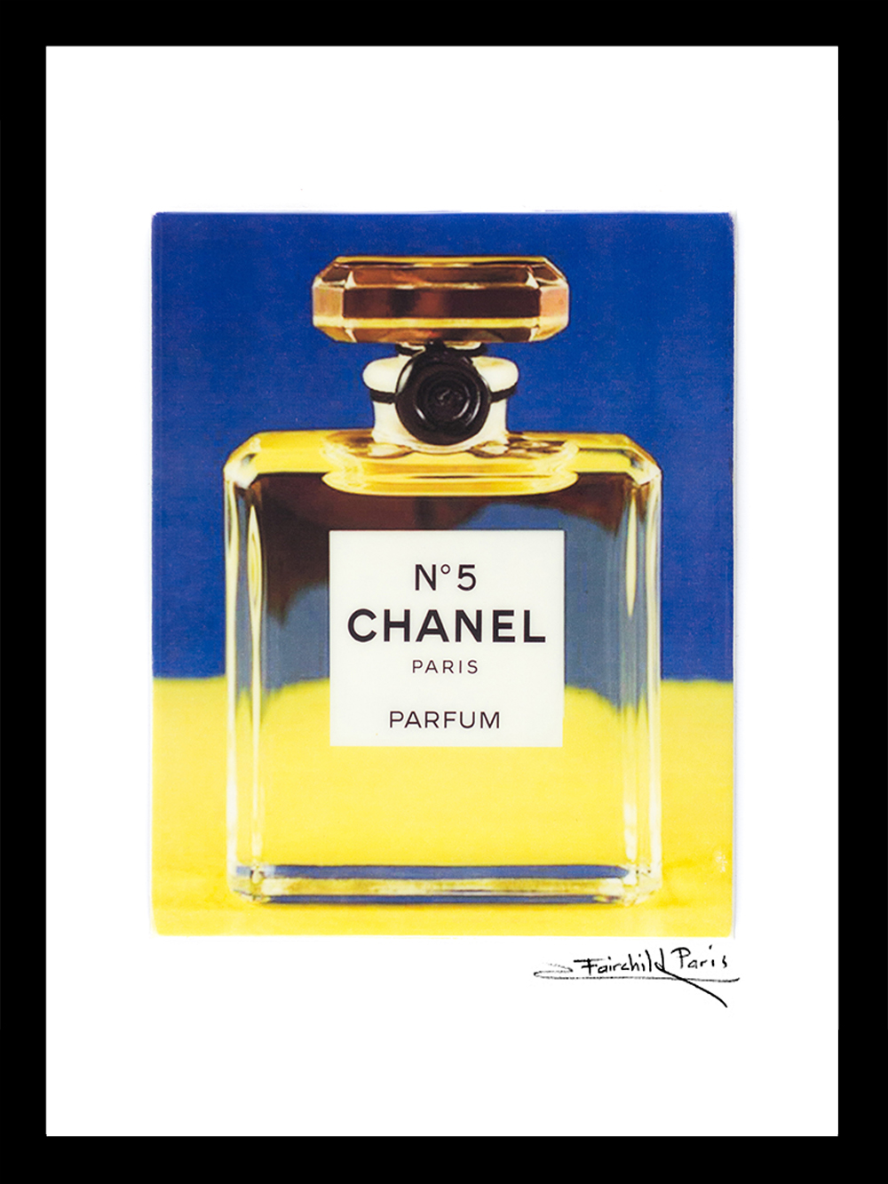 Venice Beach Collection's Bold Blue & Yellow Fashion Perfume Bottle 14x18 Framed Print