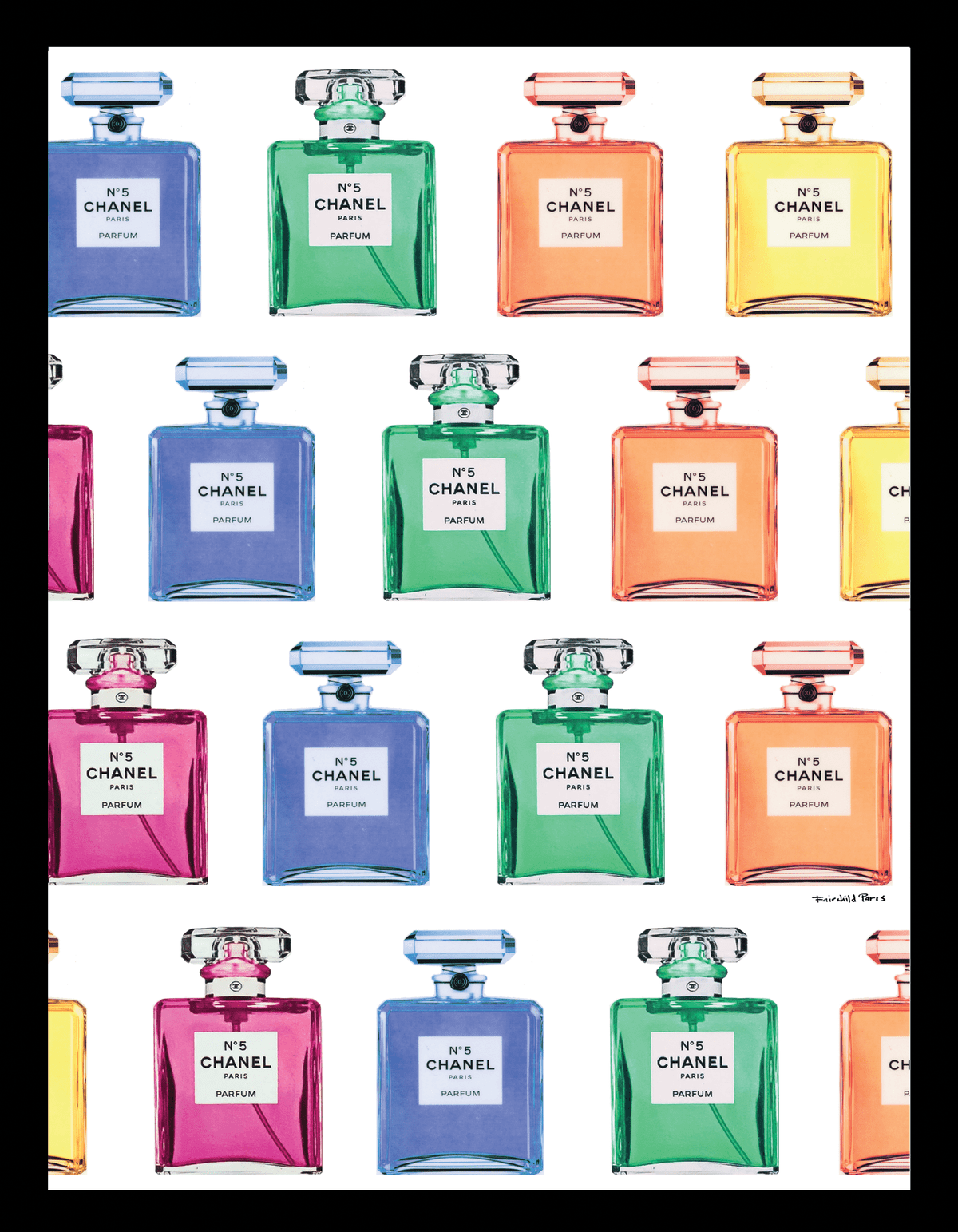 Venice Beach Collection's Colorful Fashion Perfume Bottle Wallpaper Design 14x18 Framed Print