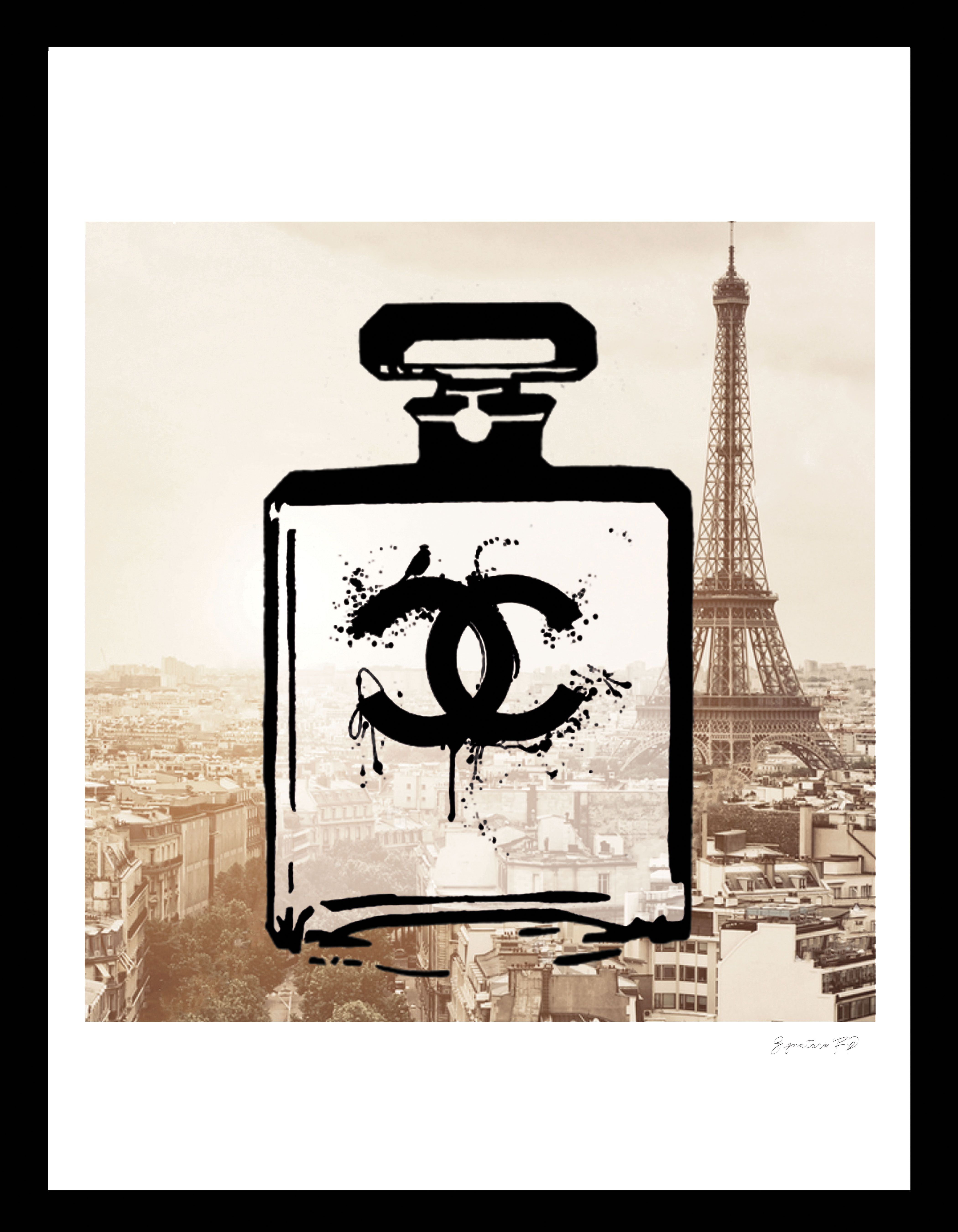 Venice Beach Collection's Fashion Perfume Bottle over Paris 14x18 Framed Print