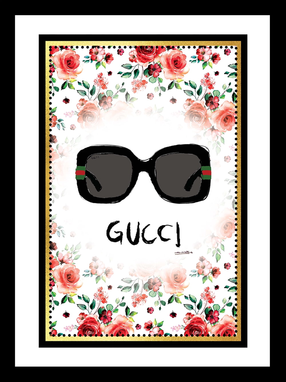 Venice Beach Collection's Fashion Sunglasses framed in Floral 14x18 Framed Print