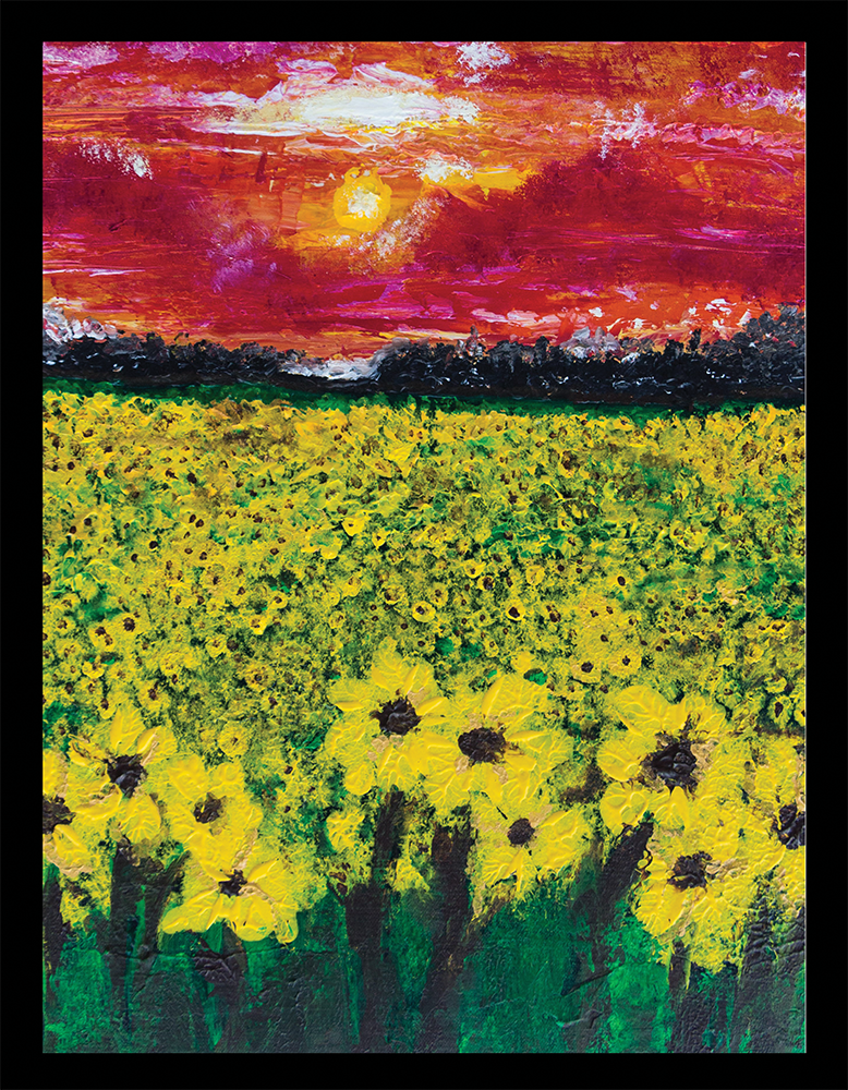 Venice Beach Collection's Field of Sunset Abstract by Artist Sarah Wahl 14x18 Framed Print