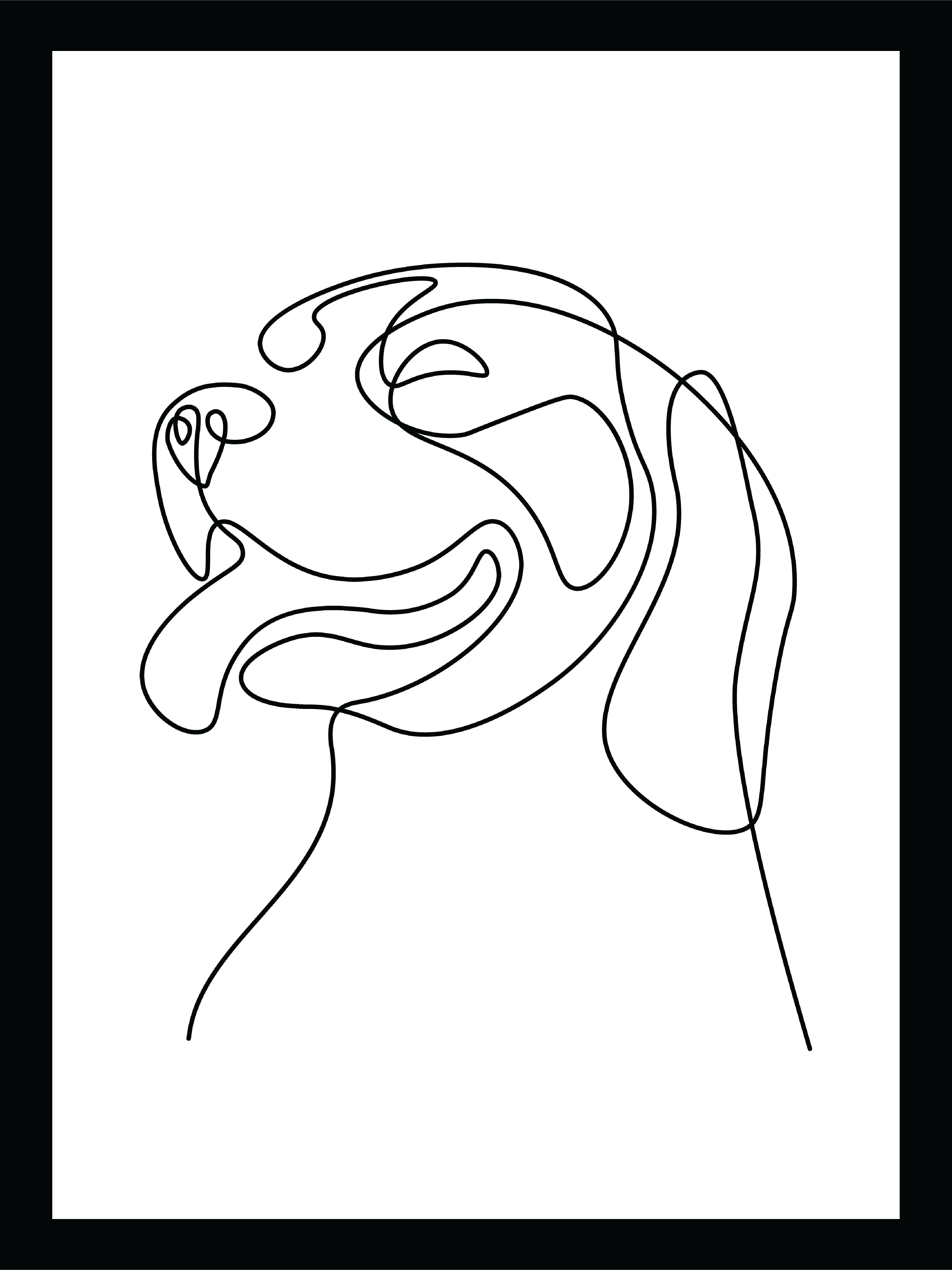 Venice Beach Collection's Happy Dog Line Art 14x18 Framed Print