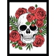 thumbnail image 1 of Venice Beach Collection's Skull with Roses Line Art 14x18 Framed Print, 1 of 3