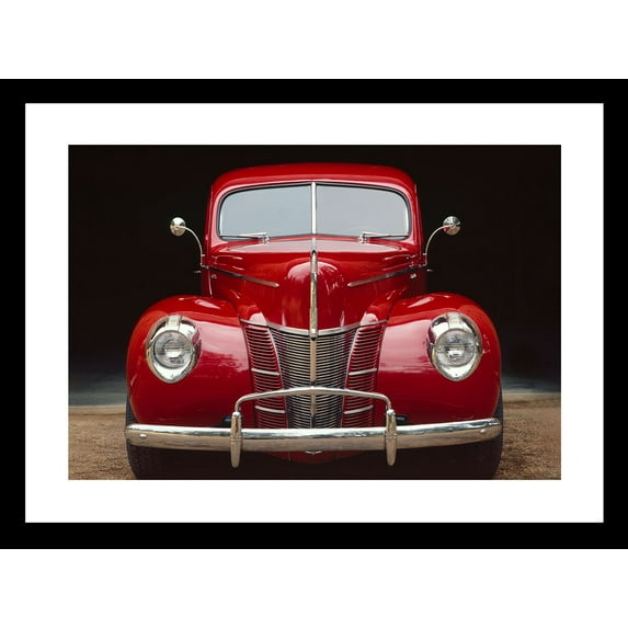 Venice Beach Collection's this Sleek and Solid Vintage Car 14x18 Framed Print