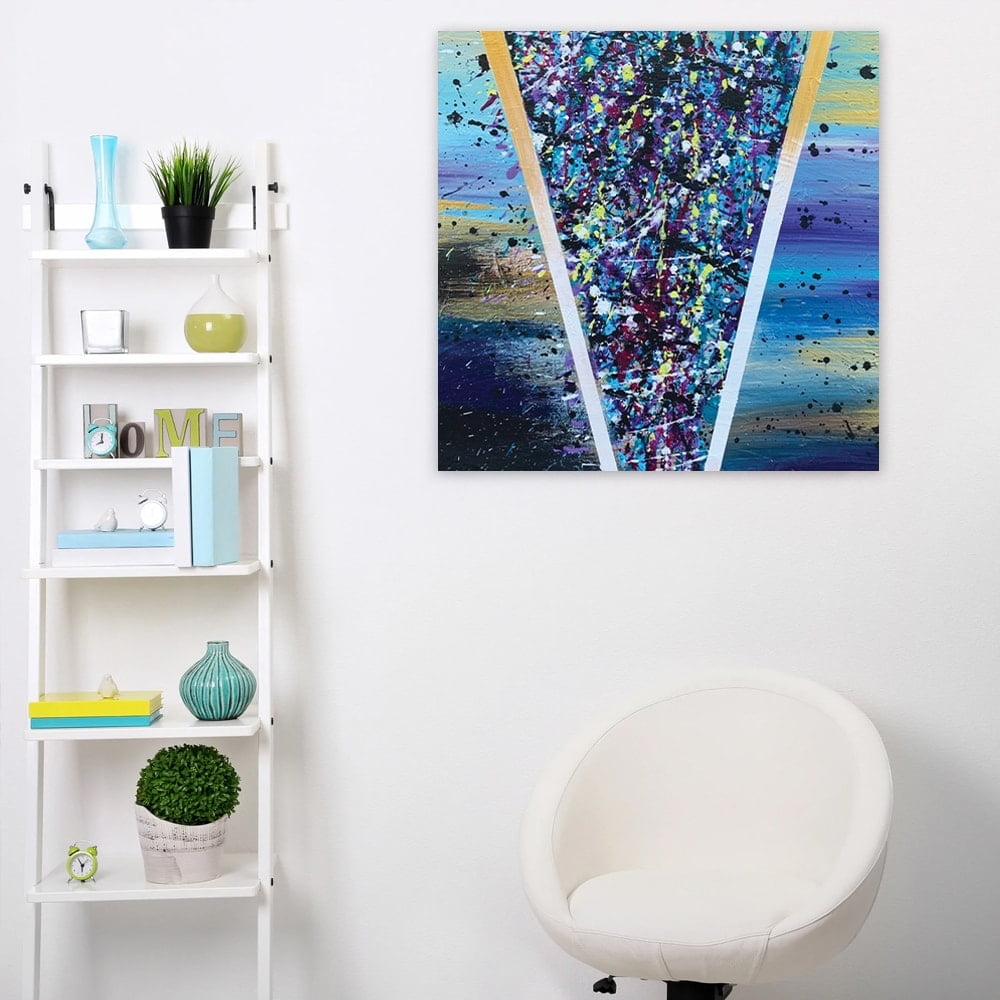 Splatter Design by Artist Sarah Wahl - 14"x14" Canvas Artwork - Multi-Color 30 x 30