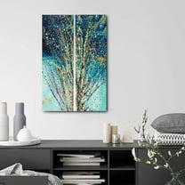 Split Splatter Design by Artist Sarah Wahl - 14"x14" Canvas Artwork - Multi-Color 16 x 20