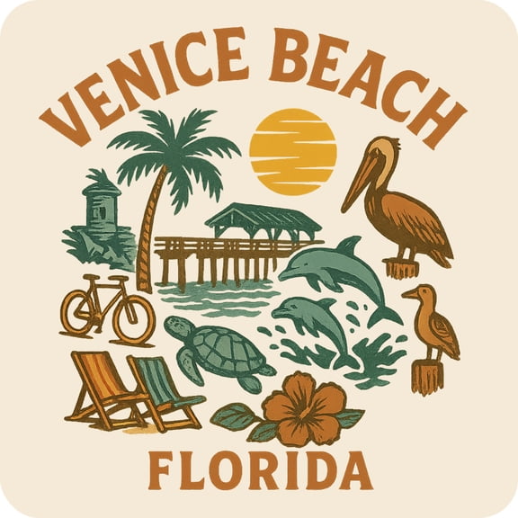 Venice Beach Florida Keepsakes Souvenir Vinyl Sticker – Destination Travel Keepsake Collectible (3-Inches Wide)