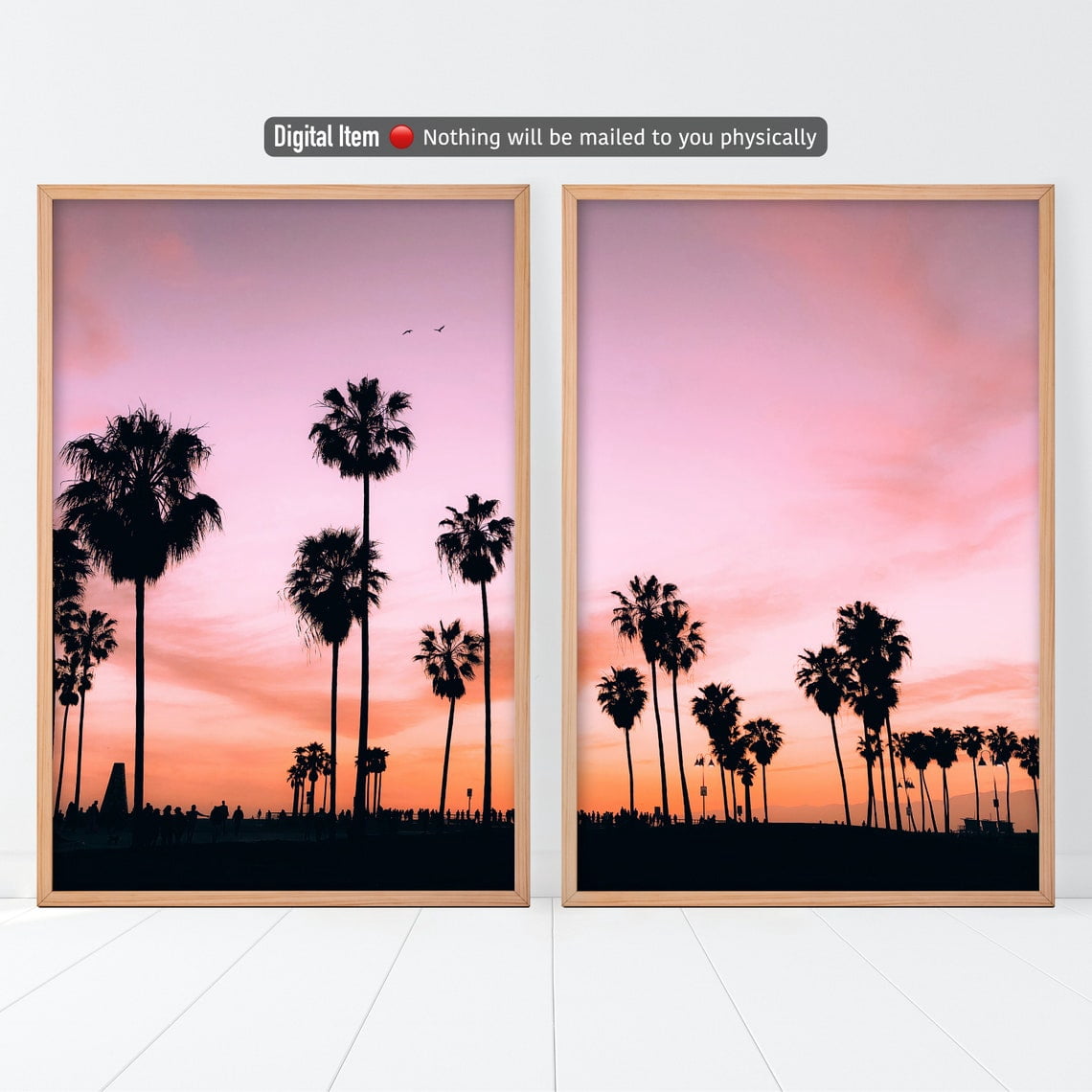 Venice Beach Palm Tree Prints, Pink Sunset California Wall Art ...