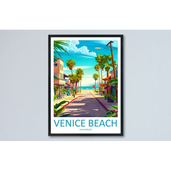 Venice Beach Travel Print Wall Art Venice Beach Wall Hanging Home Décor Venice Beach Gift Art Lovers California Art Lover Gift Venice Beach, Poster Only