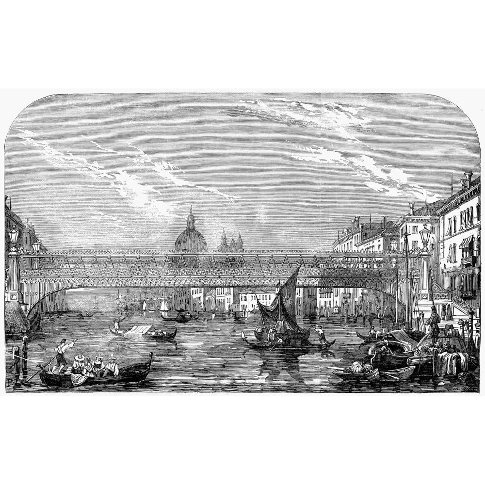 Venice Bridge 1853. Nview Of The New Ponte Dell'Accademia Over The