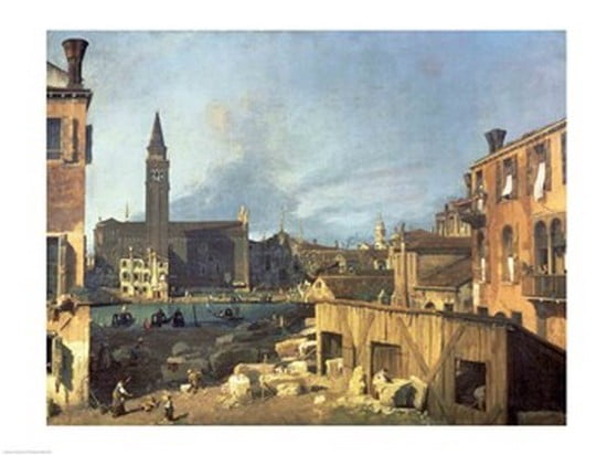 Venice Campo San Vidal and Santa Maria della Carita Canvas Art - Giovanni Antonio Canaletto (24 x 18)