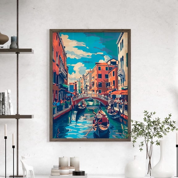 Venice Canal Gondola Wall Art Italian Travel Decor, Unframed Canvas Size 8x12
