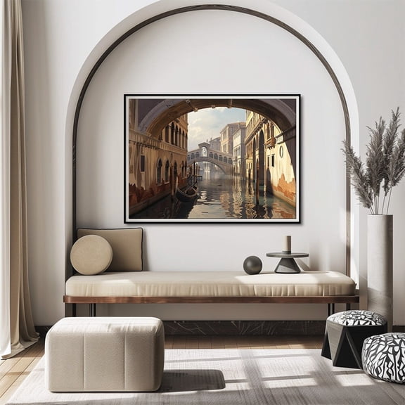Venice Canal View Art Poster: European Urban Scene Poster Decor For Living Room Bedroom, Size 12x18 UNFFRAMED F03.1.7l2142