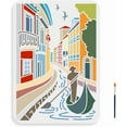 thumbnail image 1 of Venice Canals Stencil 11.7×8.3inch Large Venice Ship Stencil with Paint Brush Reusable Italian City Building Landscape Drawing Template for Art Crafts Canvas Furniture Wall Wood, 1 of 9