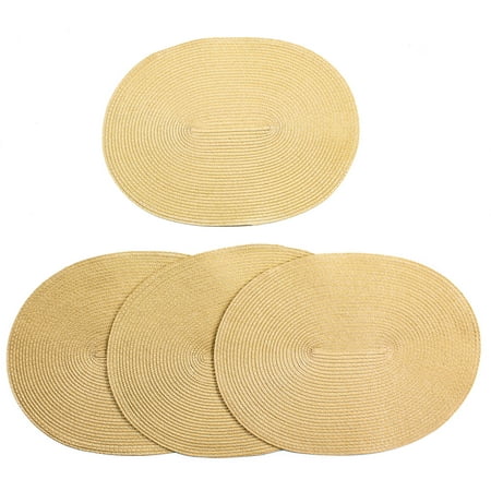 Venice Collections London Woven Spiral Table Placemats 16.9 X 13 Inches Oval Set of 4 Non-Slip Dining & Kitchen Table Mats Shell