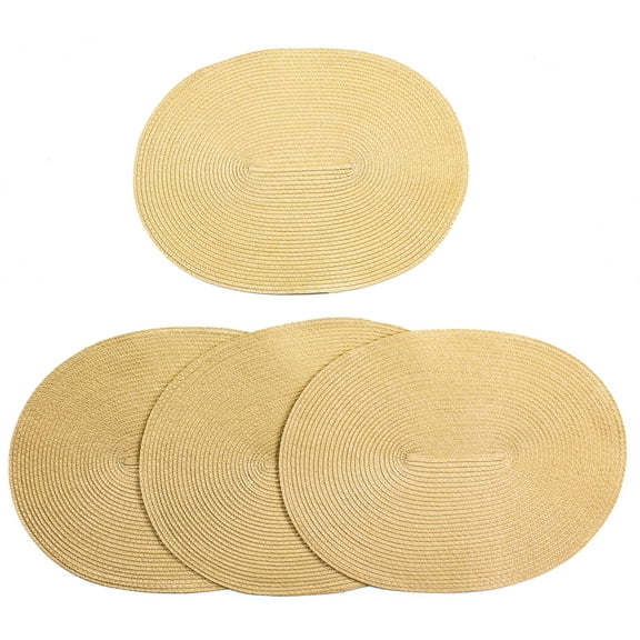 Venice Collections London Woven Spiral Table Placemats 16.9 X 13 Inches Oval Set of 4 Non-Slip Dining & Kitchen Table Mats Shell