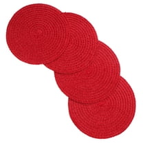 Venice Collections Mary Woven Spiral Table Placemats 15 Inches Round Set of 4 Non-Slip Dining & Kitchen Table Red