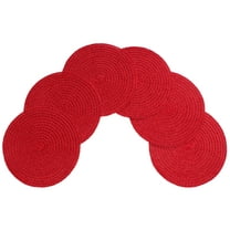 Venice Collections Mary Woven Spiral Table Placemats 15 Inches Round Set of 6 Non-Slip Dining & Kitchen Table Red