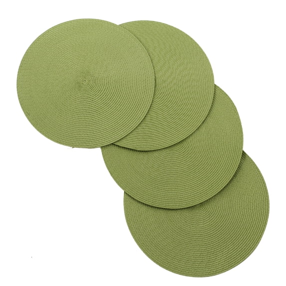 Venice Collections Vienna Woven Spiral Table Placemats 15 Inches Round Set of 4 Non-Slip Dining & Kitchen Table Mats Apple Green