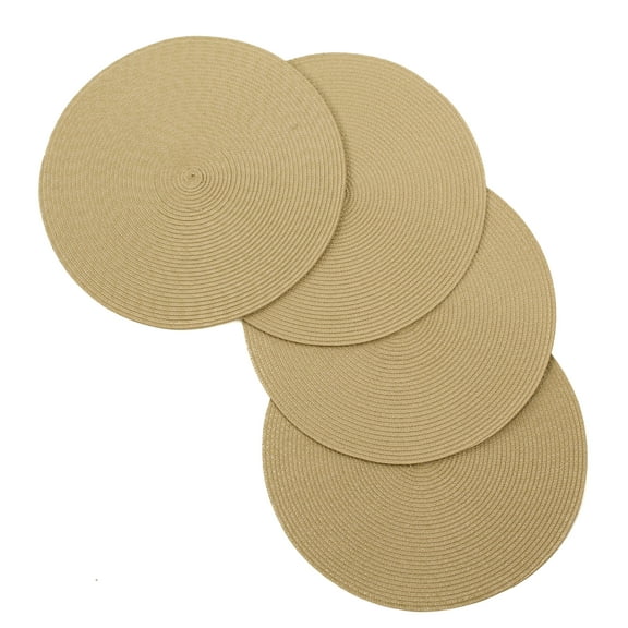 Venice Collections Vienna Woven Spiral Table Placemats 15 Inches Round Set of 4 Non-Slip Dining & Kitchen Table Mats Beige