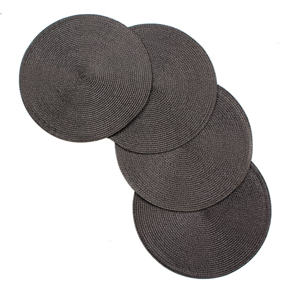 Venice Collections Vienna Woven Spiral Table Placemats 15 Inches Round Set of 4 Non-Slip Dining & Kitchen Table Mats Charcoal
